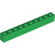 Lego kostka (kostička) 1x10, zelená (611128, 4109822, 4159943, 4248728, 4529156, 6249998)
